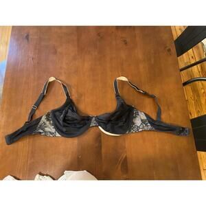Donna Karan Intimates Unlined Underwire Bra – Black/Nude Lace – 34DD